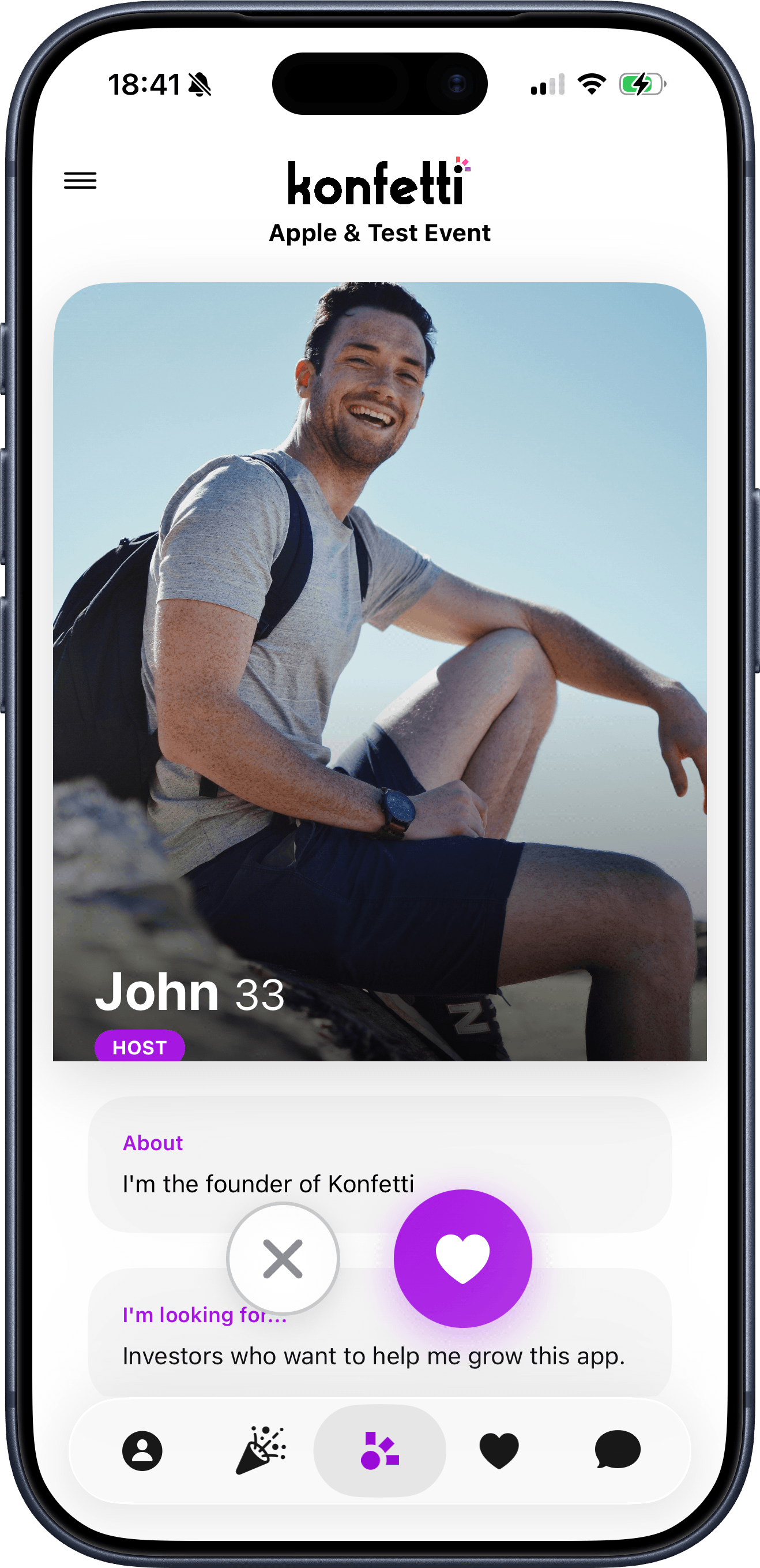 Konfetti app: browse profiles