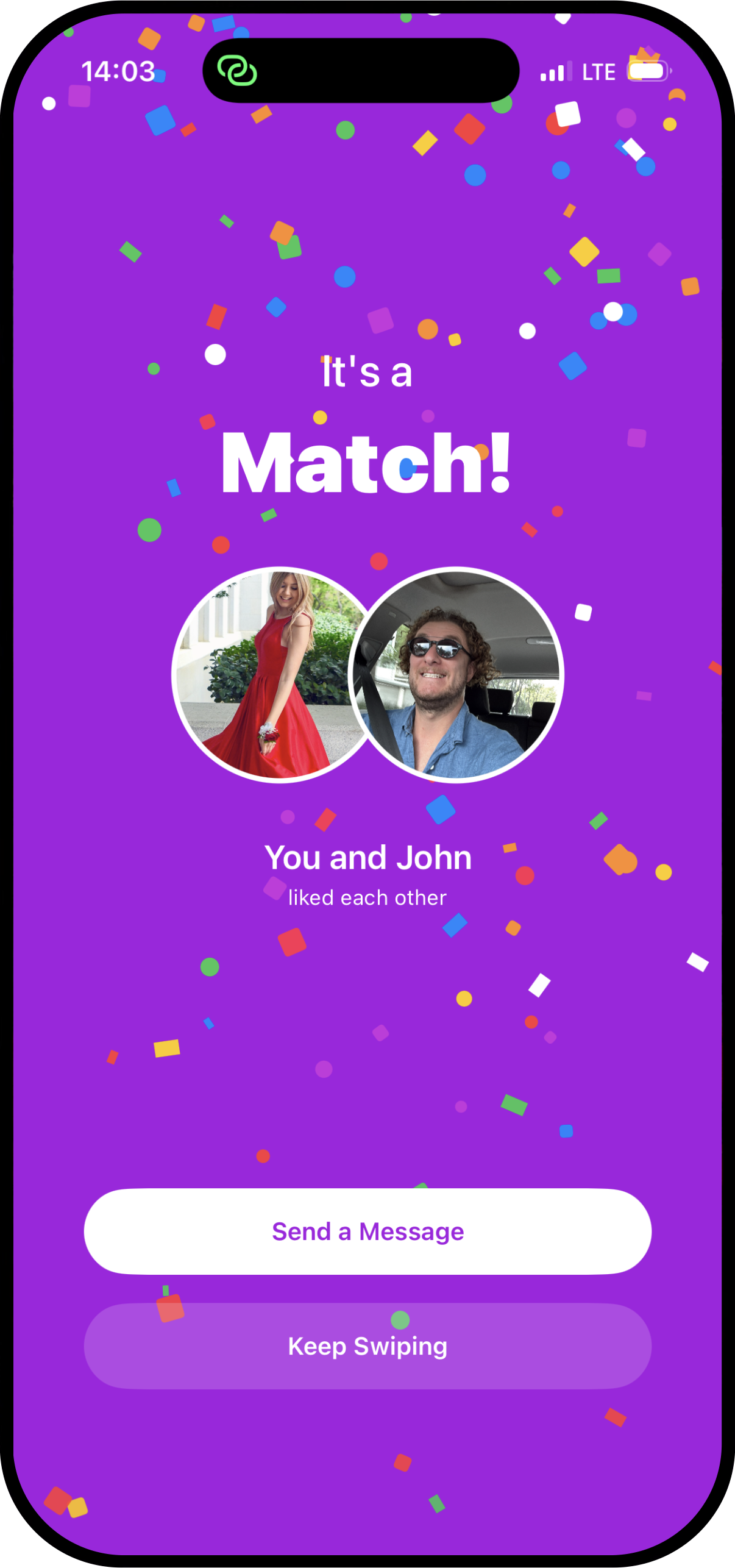 Konfetti app — it's a match
